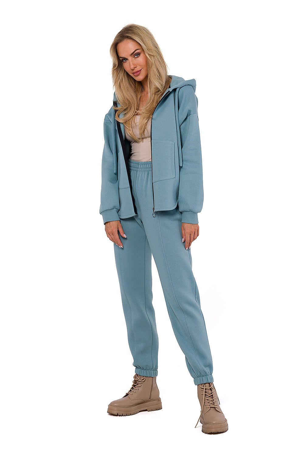 Treningsbukse - Moe til dame fra MS StyleHaven, laget av Bomull; polyester, farge beige, størrelse L, med long ermer, perfekt til dress