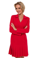 Krage  Dagkjole - Moe til dame fra MS StyleHaven, laget av Viskose; polyester, farge Marineblå, størrelse s, med long ermer, perfekt til dress