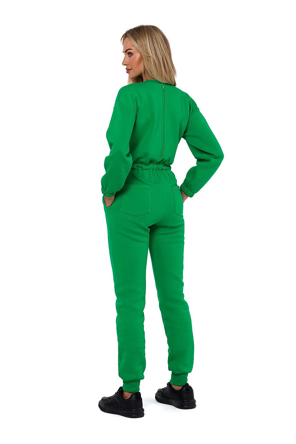 Jumpsuit - Moe til dame fra MS StyleHaven, laget av Bomull; polyester, farge Grønn, størrelse M, med long ermer, perfekt til dress