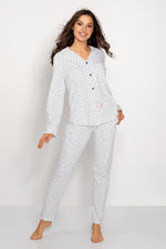 Pyjamas Momenti Per Me til dame fra MS StyleHaven, laget av Bomull, farge Hvit, størrelse s, med long ermer, perfekt til casual; dress