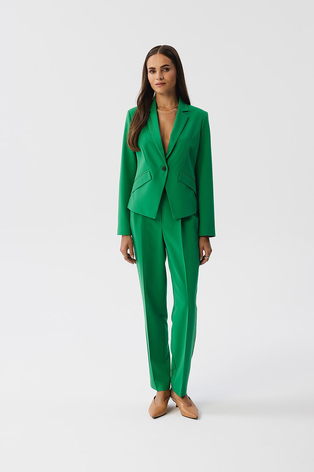 Jakke Stylove til dame fra MS StyleHaven, laget av polyester; Viskose; Elastan-1, farge Grønn, størrelse M, med long ermer, perfekt til dress