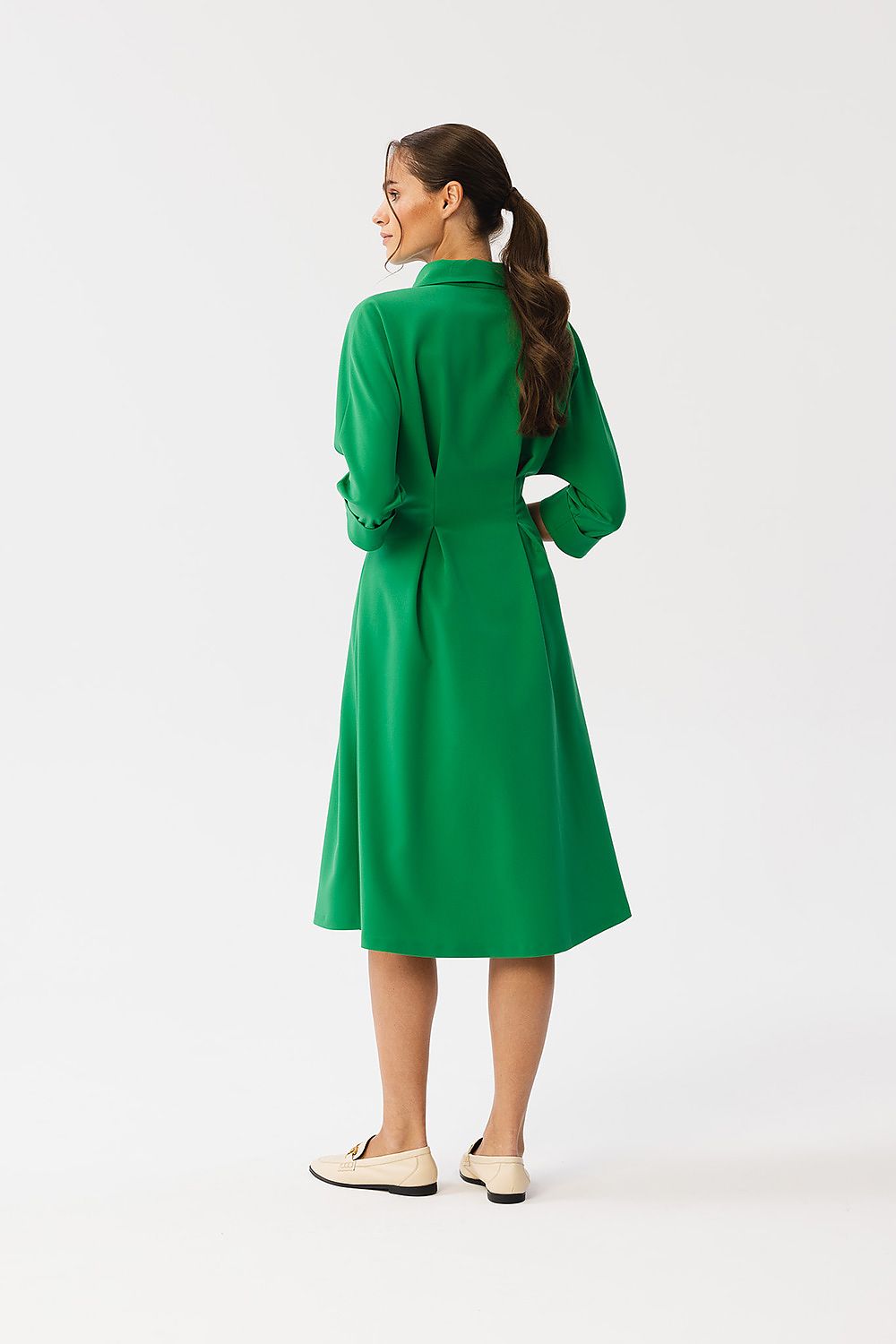 Dagkjole Stylove til dame fra MS StyleHaven, laget av polyester; Viskose; Elastan-1, farge Grønn, størrelse M, med lang ermer, perfekt til dress