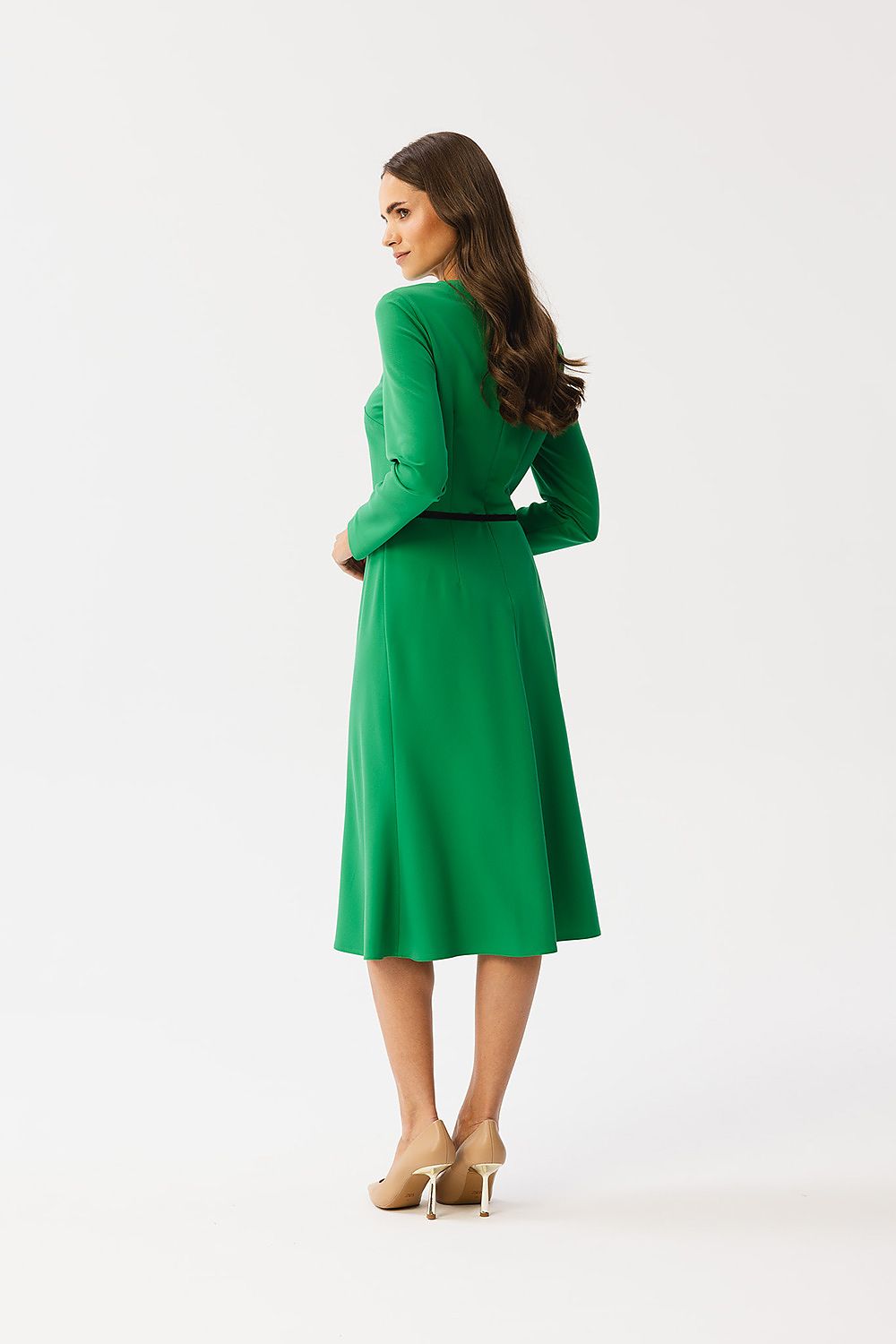Dagkjole Stylove til dame fra MS StyleHaven, laget av polyester; Viskose; Elastan-1, farge Grønn, størrelse M, med long ermer, perfekt til dress
