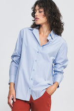 Langermet skjorte Nife til dame fra MS StyleHaven, laget av Viskose, farge Blå, størrelse 38, med long ermer, perfekt til casual; dress
