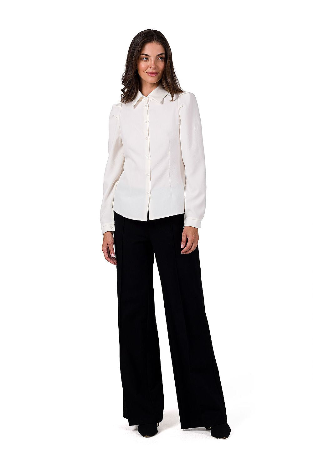 Langermet skjorte - BeWear til dame fra MS StyleHaven, laget av polyester, farge beige, størrelse M, med sleeveless ermer, perfekt til dress