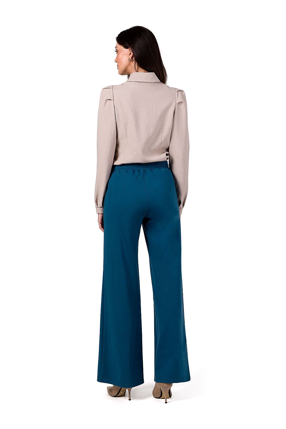 Sweatpants med vide ben - BeWear til dame fra MS StyleHaven, laget av Bomull; Elastan-1, farge Blå, størrelse M, med long ermer, perfekt til dress