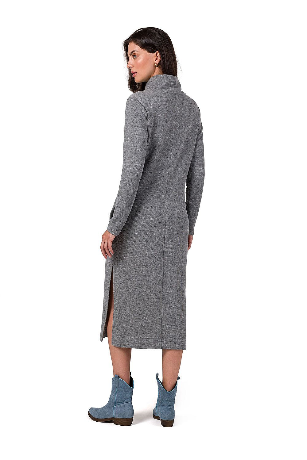 Dagskjole - BeWear til dame fra MS StyleHaven, laget av Bomull; polyester, farge Grå, størrelse M, med long ermer, perfekt til dress