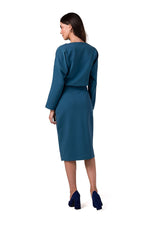 Dagskjole BeWear til dame fra MS StyleHaven, laget av Bomull; Elastan-1, farge Blå, størrelse M, med long ermer, perfekt til dress