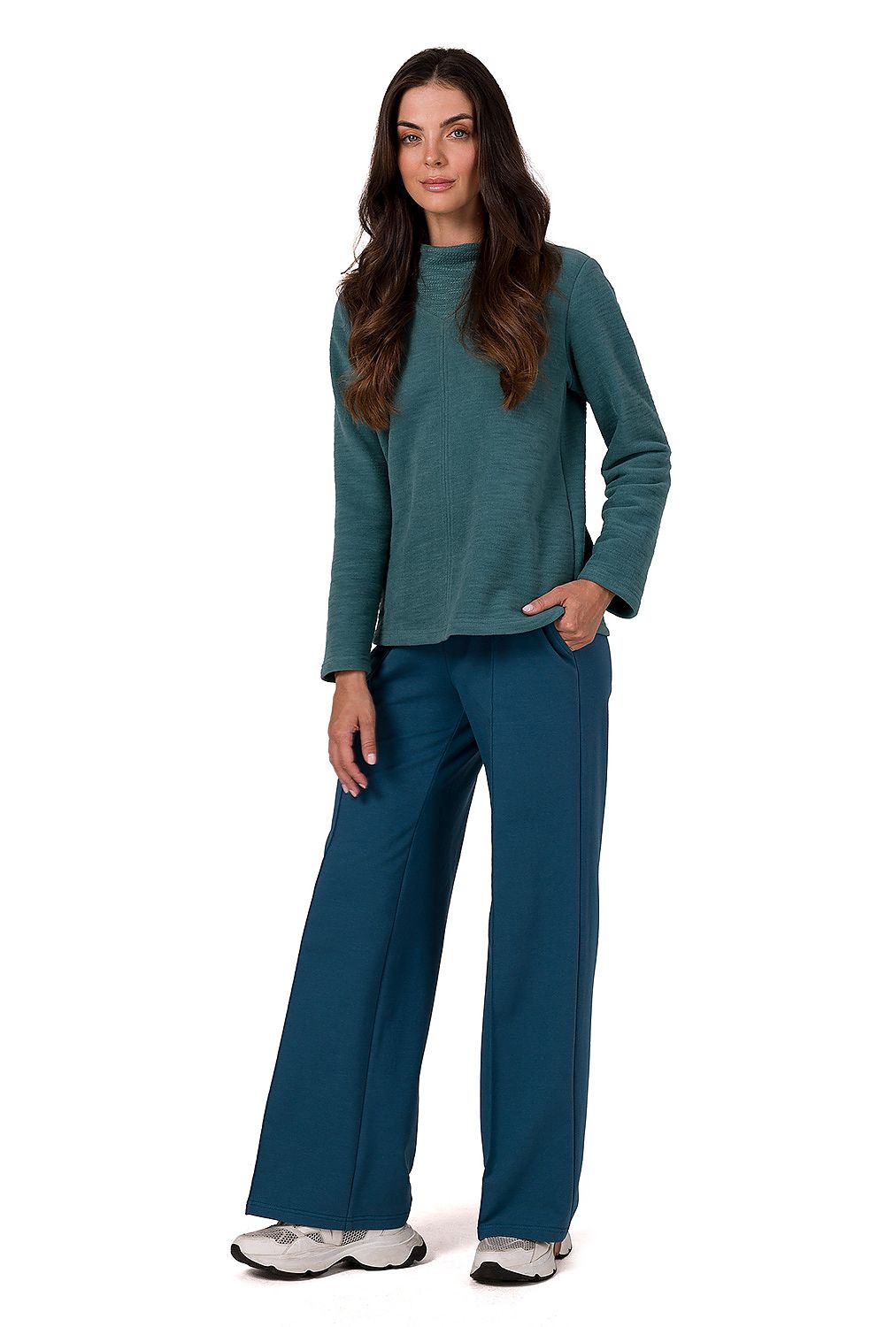 All-Season Comfort - Structured Turtleneck Sweatshirt til dame fra MS StyleHaven, laget av Bomull; polyester, farge Grønn, størrelse s, med long ermer, perfekt til dress