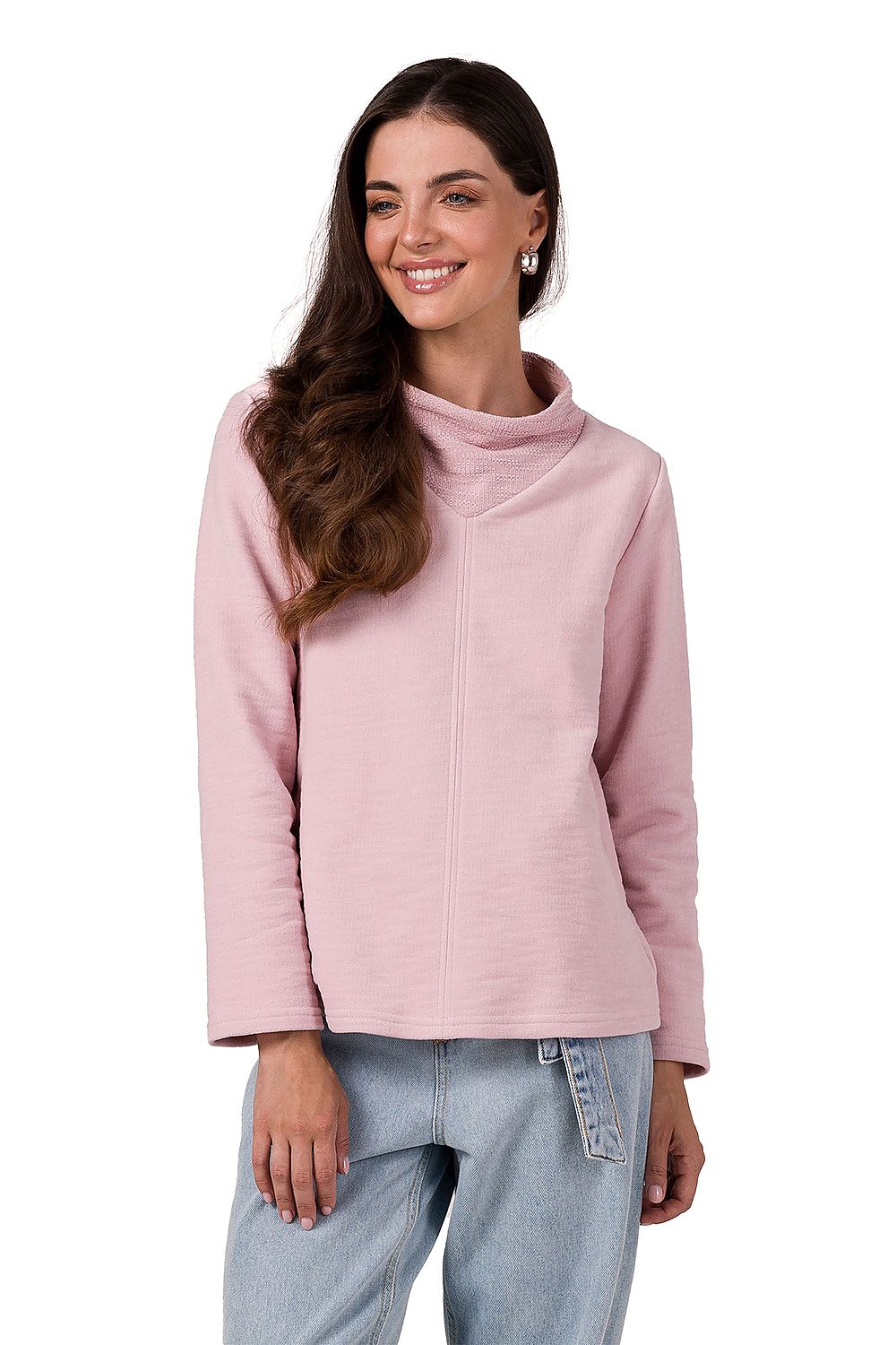 All-Season Comfort - Structured Turtleneck Sweatshirt til dame fra MS StyleHaven, laget av Bomull; polyester, farge Grønn, størrelse L, med long ermer, perfekt til dress