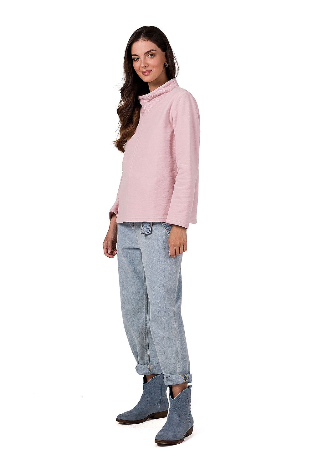 All-Season Comfort - Structured Turtleneck Sweatshirt til dame fra MS StyleHaven, laget av Bomull; polyester, farge Grønn, størrelse XL, med long ermer, perfekt til dress