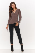 Bluse Numinou til dame fra MS StyleHaven; laget av polyester; farge Brun; stÃƒÂ¸rrelse 38; med long ermer; perfekt til casual; dress