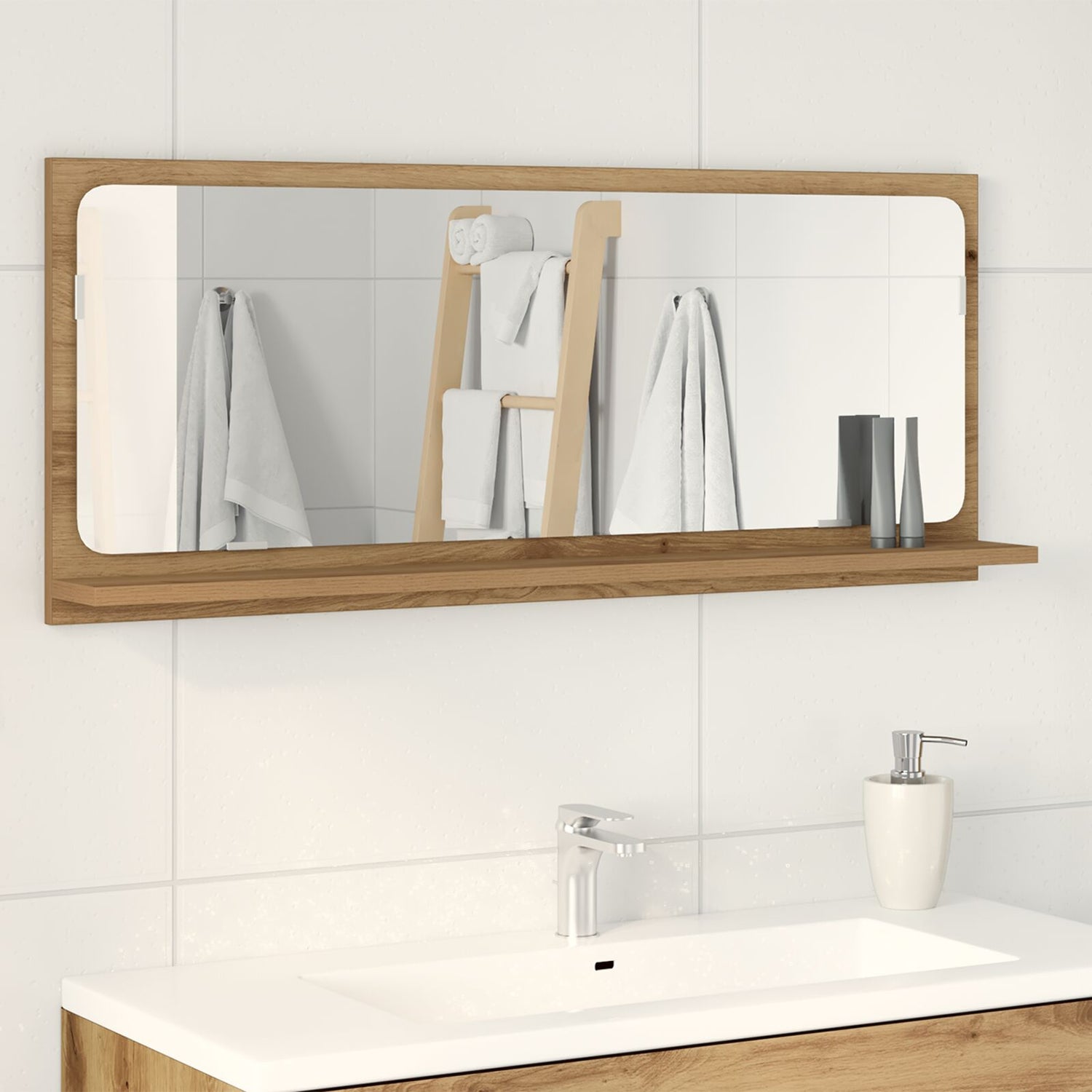 Baderomsspeil Artisian Eik 90X10,5X37 Cm Konstruert Tre