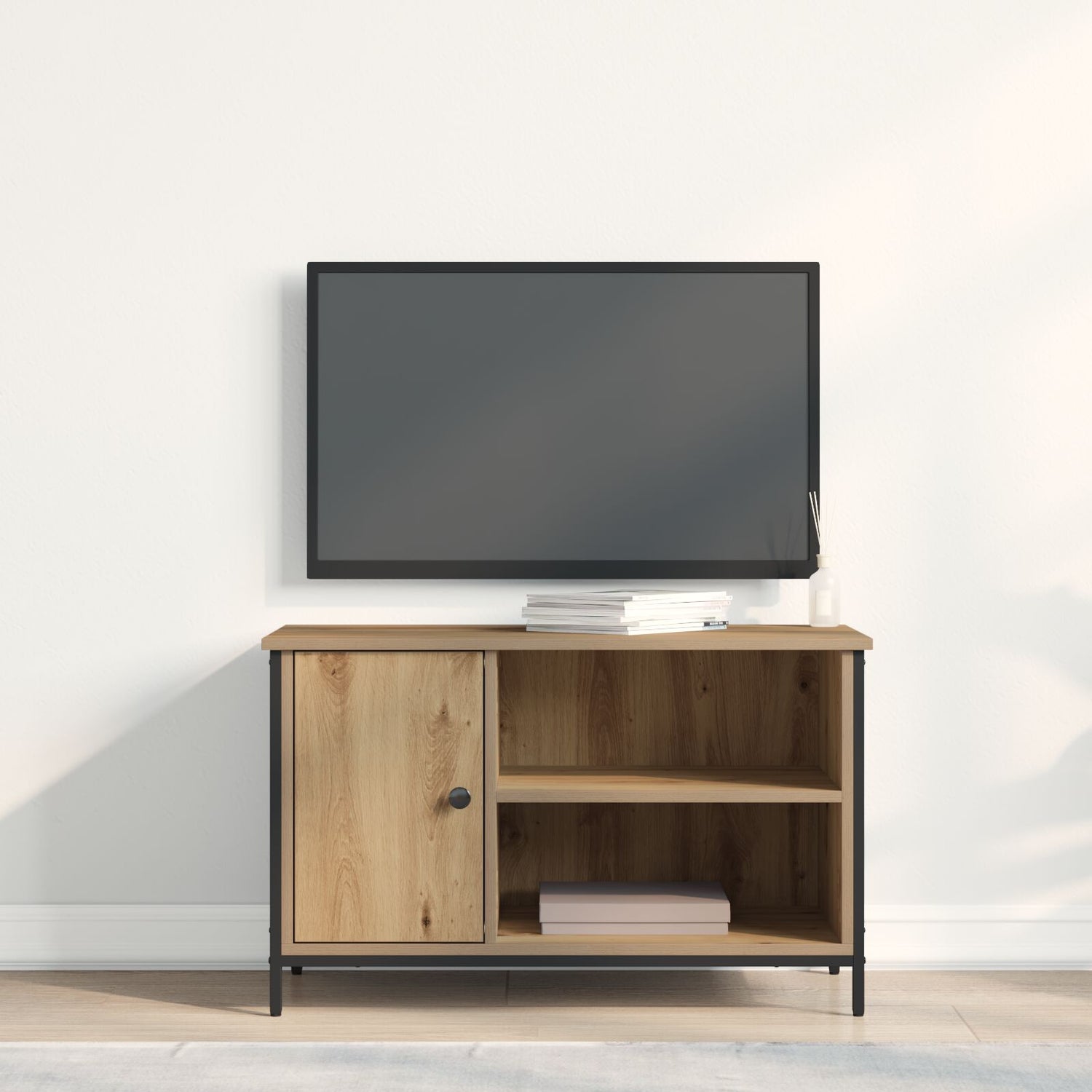 Tv-Hylle Artisan Eik 80X40X50 Cm Konstruert Tre Og Stål
