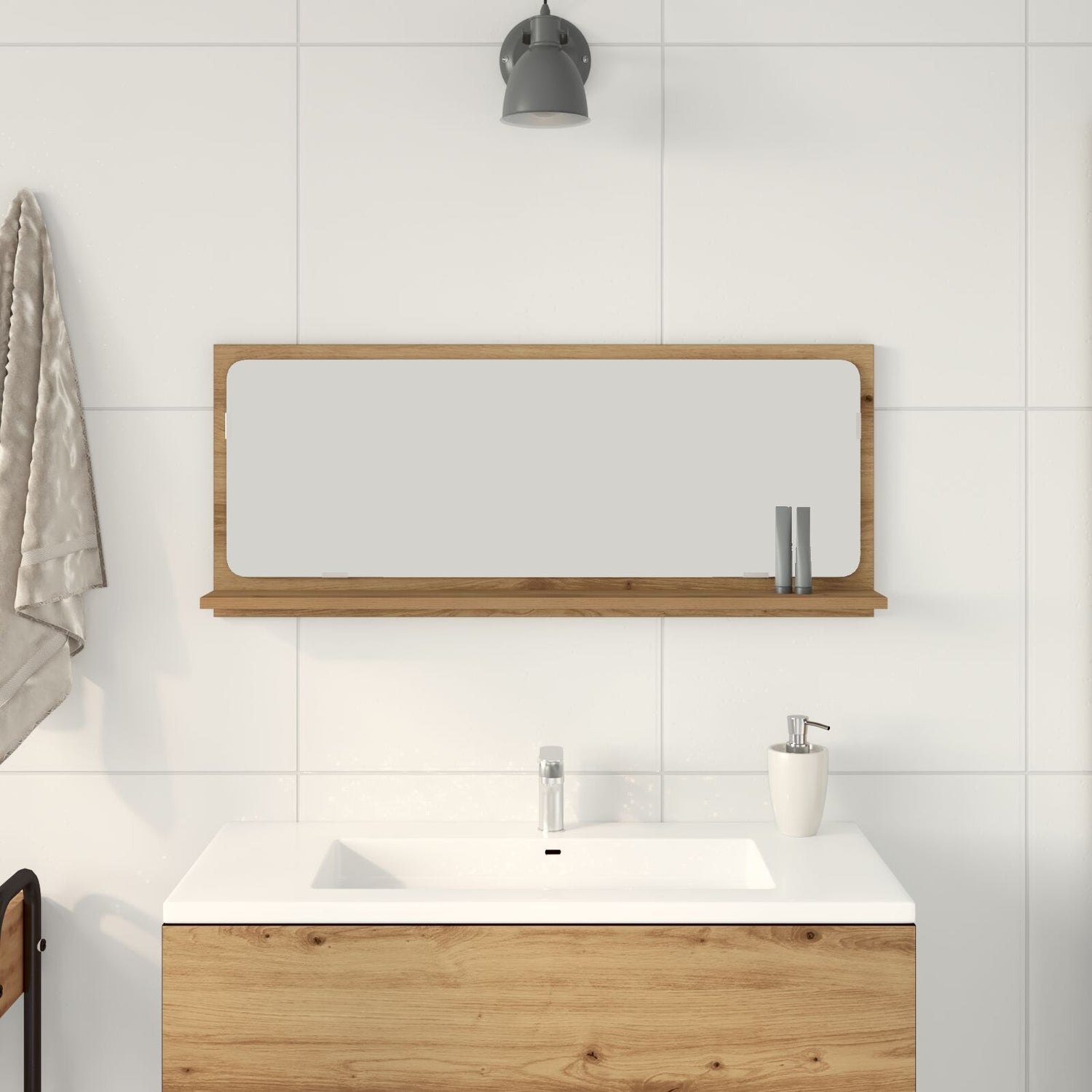 Baderomsspeil Artisian Eik 90X10,5X37 Cm Konstruert Tre