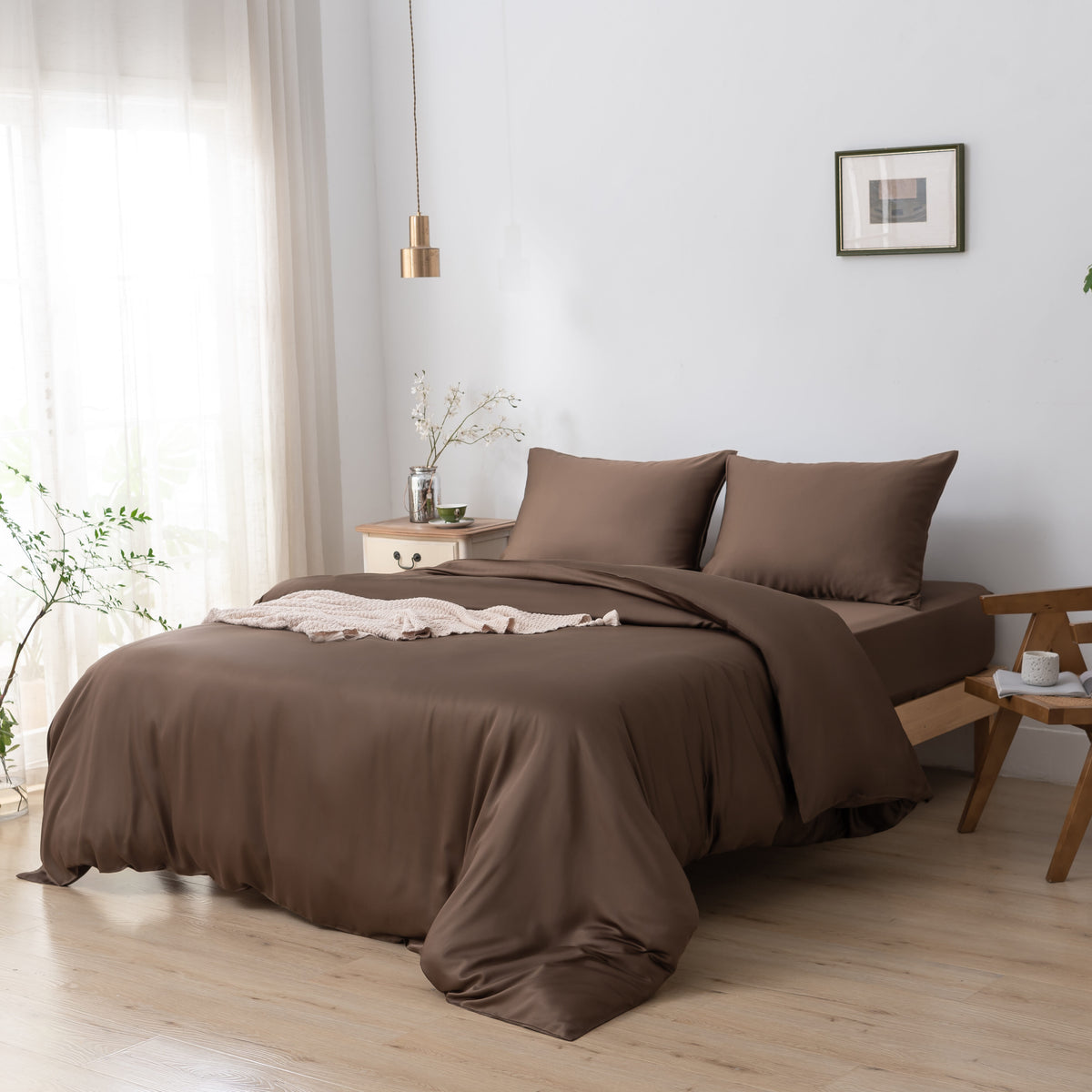 Tweepersoons Beddengoedset Xl - Coffee Brown
