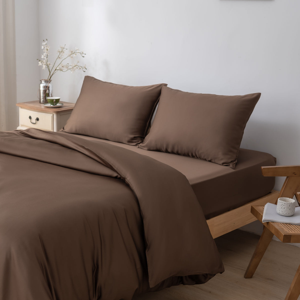 Eenpersoons Beddengoedset - Coffee Brown